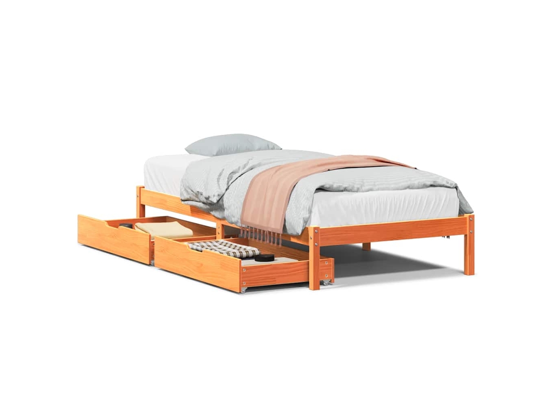 Estructura De Cama VIDAXL Marrón Madera de pino (90x190 cm)