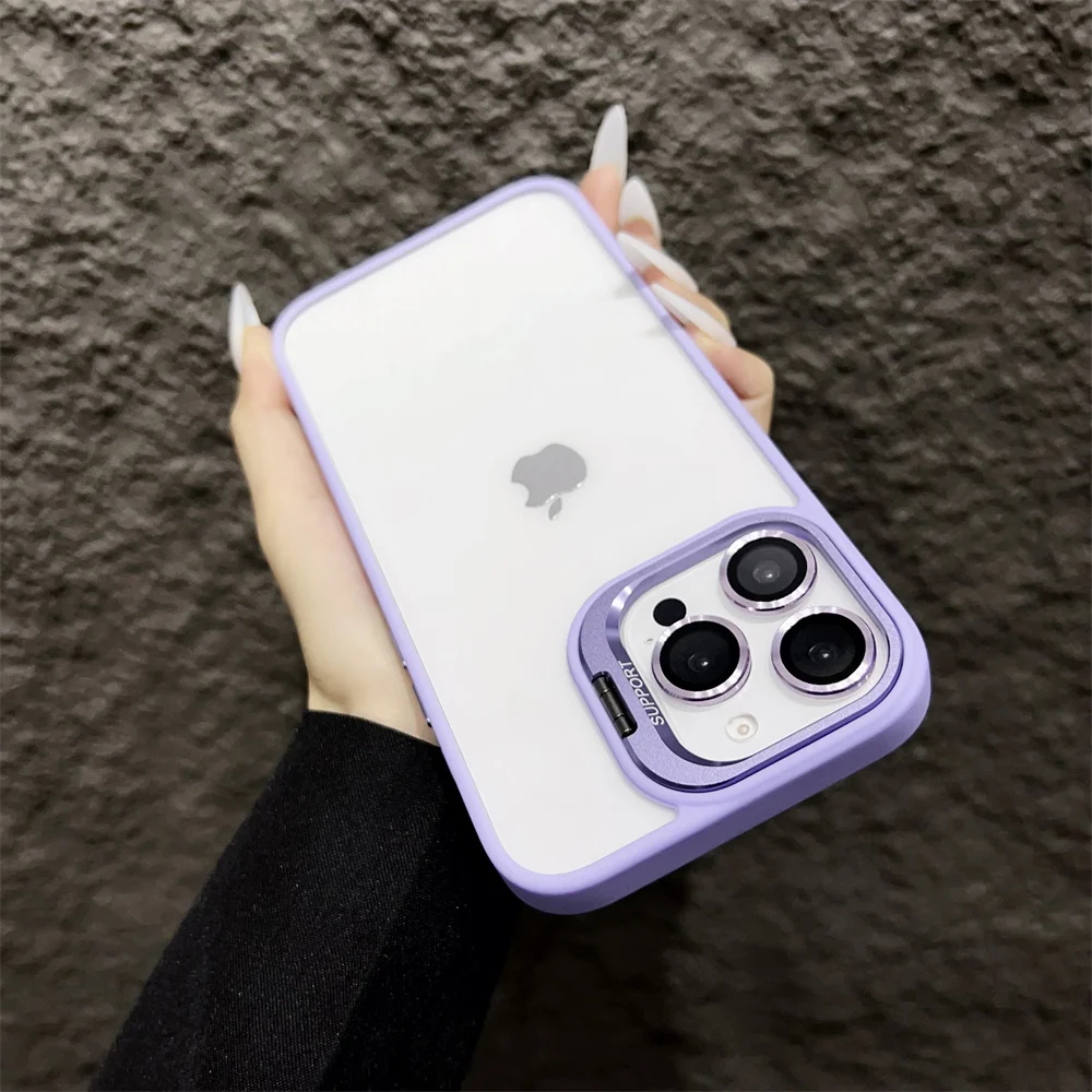 (iphone 13 Pro, Morado Claro) Funda Para Iphone Con Protección De Cristal Transparente Para La Cámara.