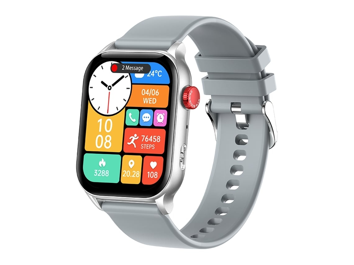 Reloj inteligente Kr86 con llamadas Bluetooth, asistente de voz, IA, descanso al mediodía, monitoreo del sueño nocturno, plateado Chennnls
