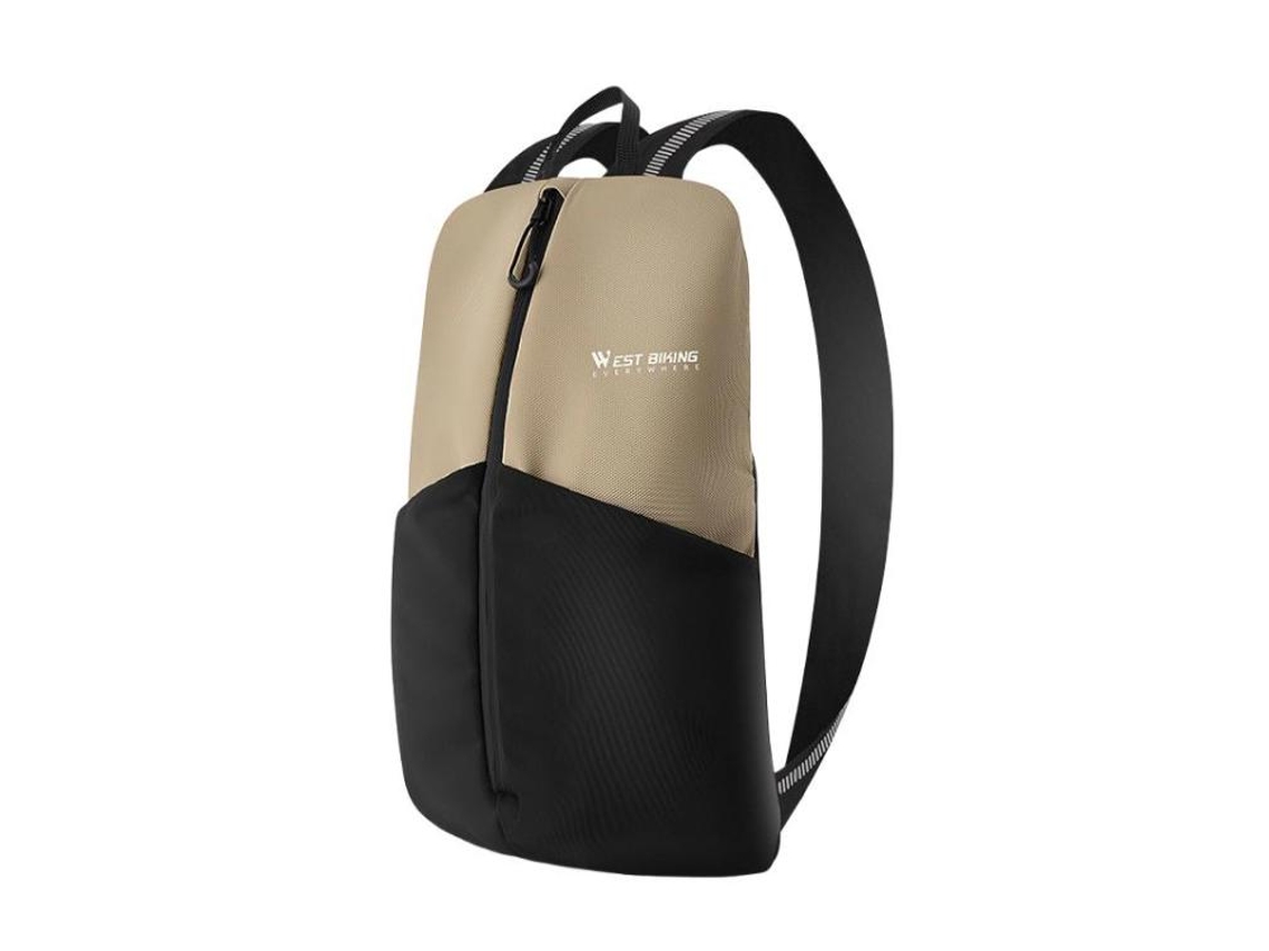 Mochila de bicicleta con detalles reflectantes, ligera y portátil, ideal para exteriores. (Caqui claro)