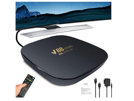 caja de tv inteligente | Mini Smart TV Box Set Top Box con control remoto, Smart Video Box Set Top TV Box compatible con WiFi con adaptador para va...