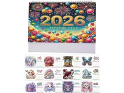 Piedras preciosas, calendario de escritorio 2026, pintura mensual, decoración DIY para oficina y dormitorio.