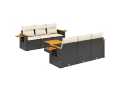 Maison Exclusive - Set De Comedor De Jardín 7 Pzas Y Cojines Ratán Sintético Negro