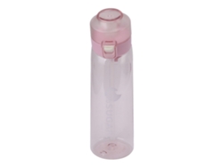Botella de agua deportiva de 650 ml, rosa, a prueba de fugas, con correa.