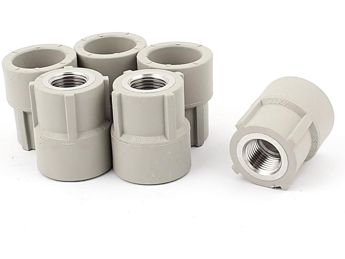 6 Piezas De Conector Recto Para Tubería Ppr Con Rosca Hembra De 1/2"