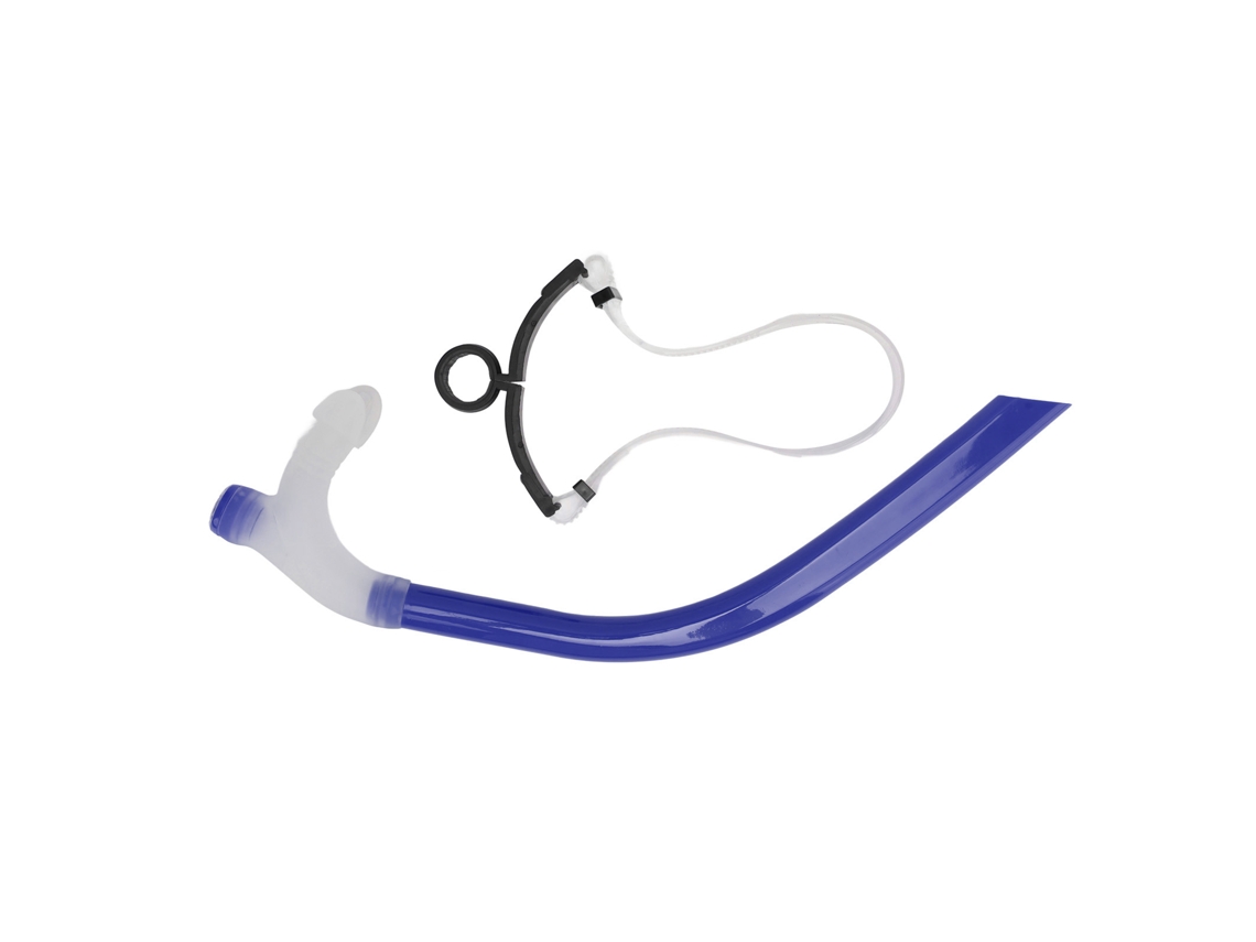 Tubo de snorkel de silicona para buceo con soporte de cabeza ajustable, azul marino, sin marca.