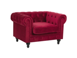 Sillón BELIANI Chesterfield de Terciopelo Rojo 110x75x70