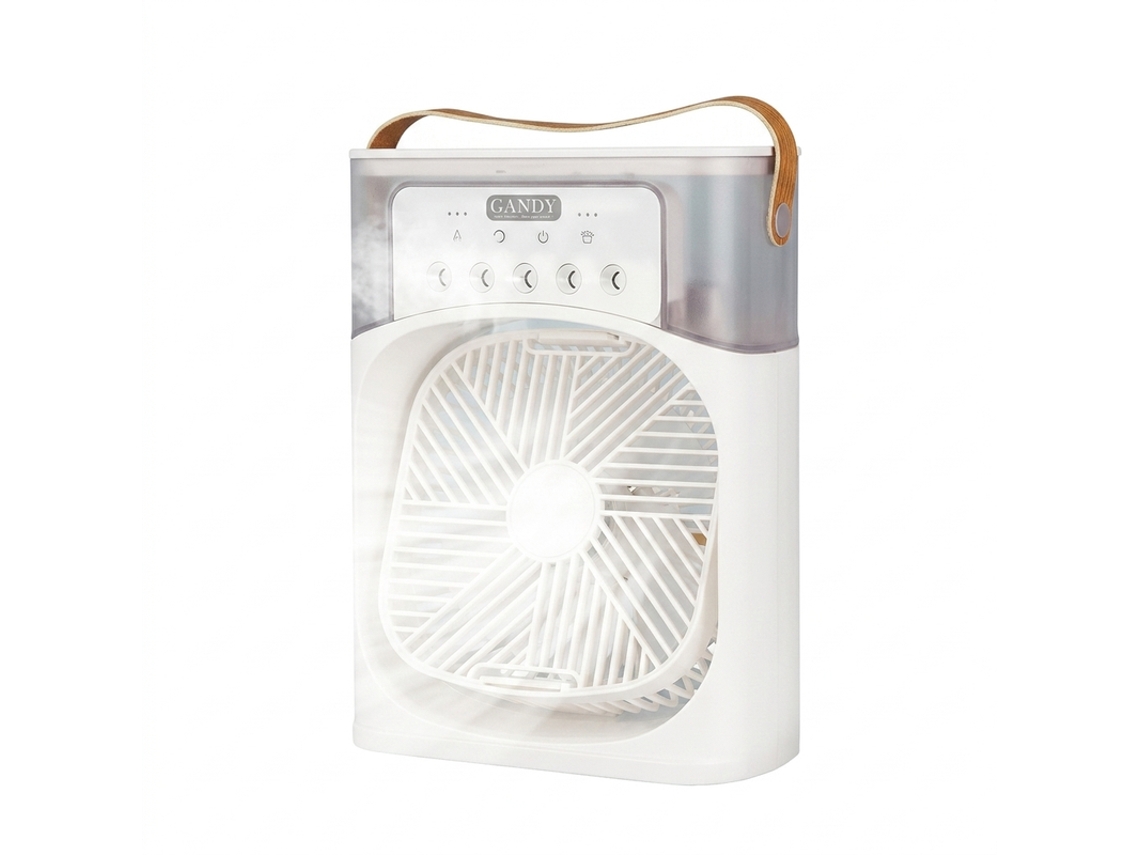 Mini Ventoinha De Refrigeração Com Humidificação, 3 Velocidades E Luz Led Gandy 69373 Branco