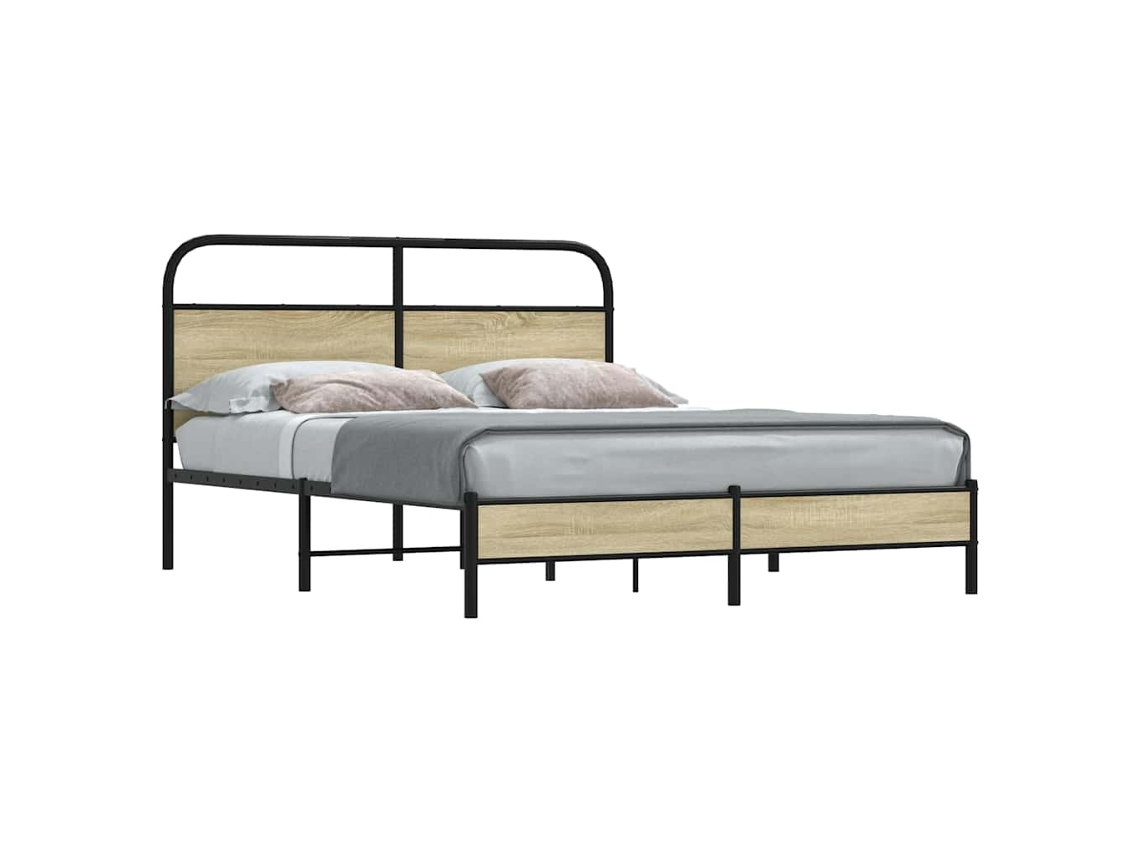 Estructura De Cama Sin Colchón 160x200 Cm Madera Roble Sonoma
