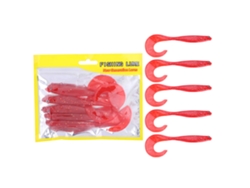 Isca De Bait Macia, Simulando Nado Para Atrair Peixes, 5 Peças Isca De Pesca Com Cauda Enrolada De 12,5cm (vendida Em 5 Peças), Cor Vermelha