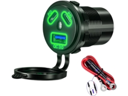Estación De Carga Impermeable Pd45w Con Doble Puerto Usb Tipo C Y Puerto Usb Adicional De 18 W Para Vehículos De 12 V.