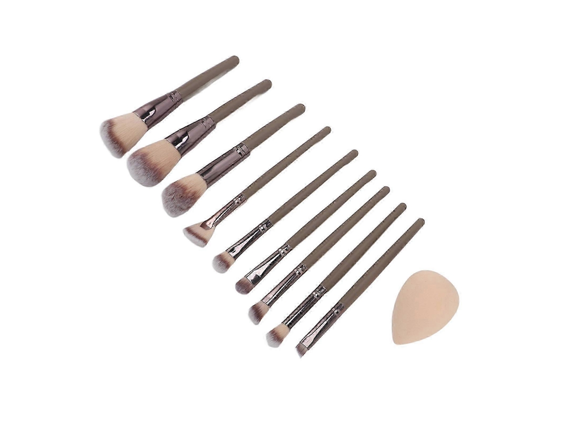 Set de 9 brochas de maquillaje: base, polvos, corrector, sombras de ojos y esponjas sintéticas. Everley891