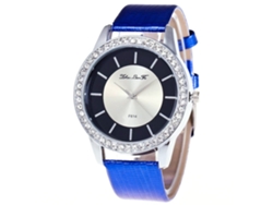 Reloj De Pulsera Unisex De Cuarzo Con Piedras Strass Simple Y Moderno Zhoulianfa (azul)