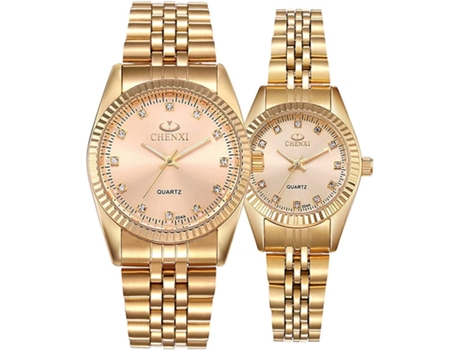 VEANXIN Gold Watch Par de relojes de pulsera de acero inoxidable-Oro
