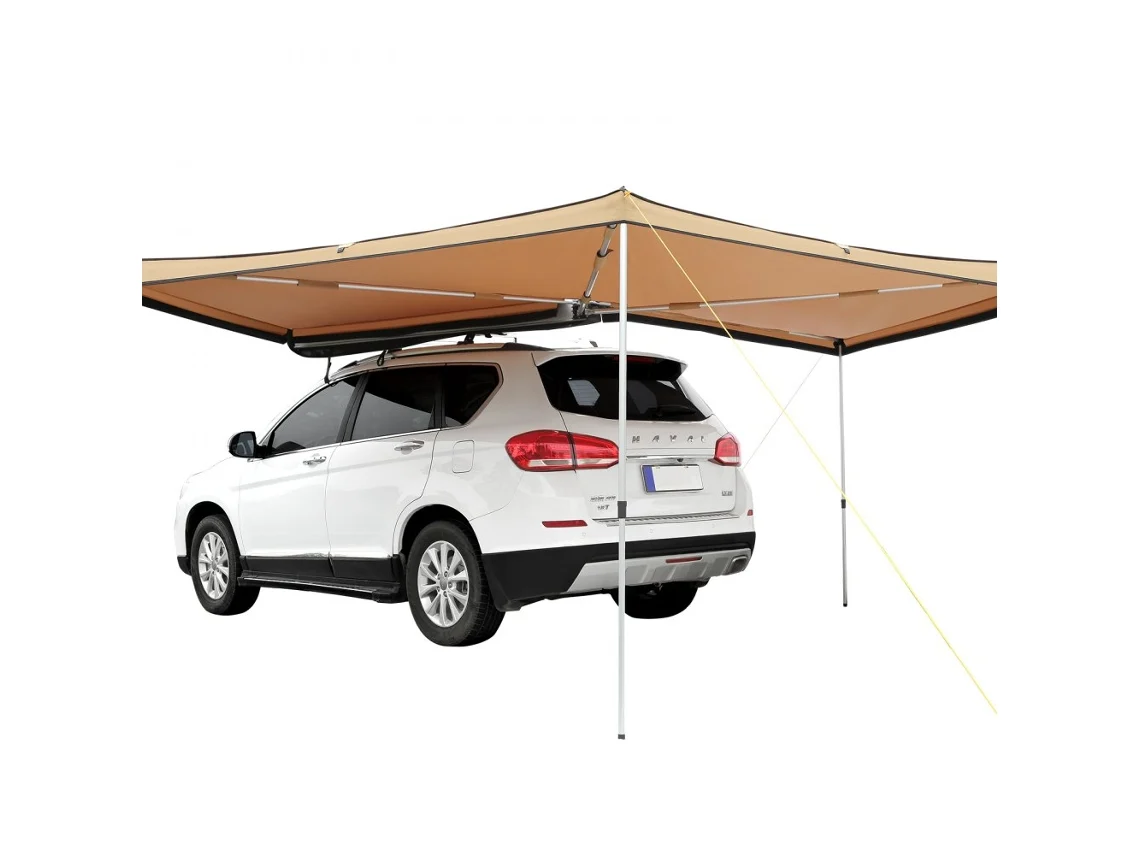 Toldo retráctil lateral Tekmaquinas de 270° para coche de 2,5 m con protección UV50 e impermeable