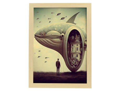 NACNIC Poster Ballena En Estilo Surrealismo Cinematográfico Ilustraciones Y Grabados De Historieta Abstracta Y Artística A4 Marcos Madera