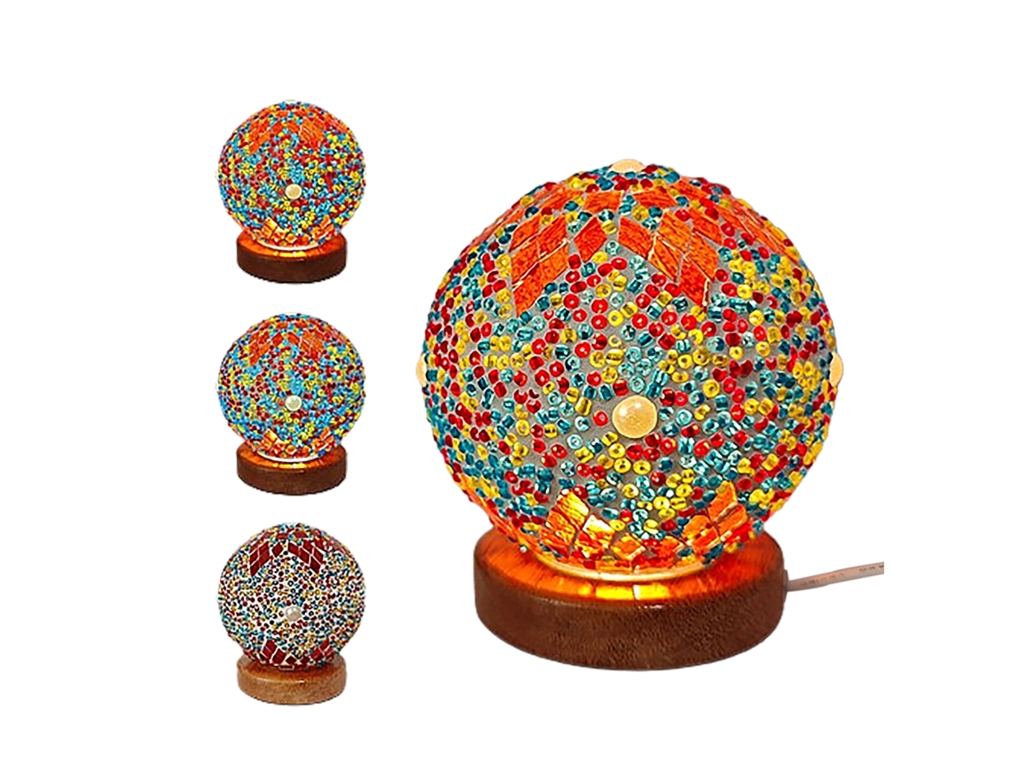 Lámpara de mosaico de vidrio con iluminación nocturna de estilo retro