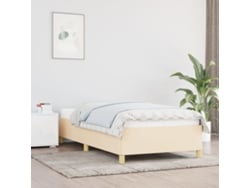 Estructura De Cama Sin Colchón Tela Crema 90x190 Cm
