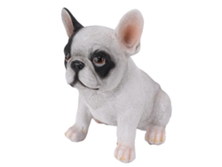 Adorno de jardín con forma de bulldog, resina, sin marca.