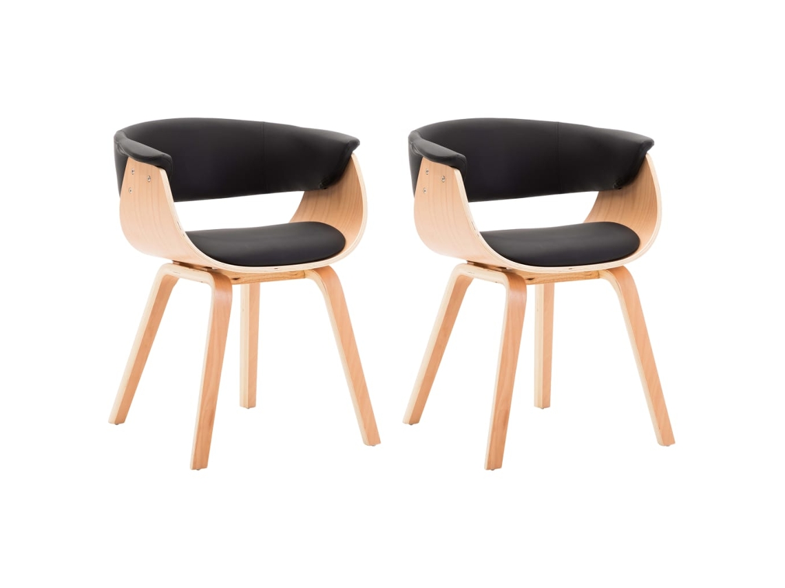 Maison Exclusive - Sillas De Comedor 2 Uds Madera Curvada Y Cuero Sintético Negro