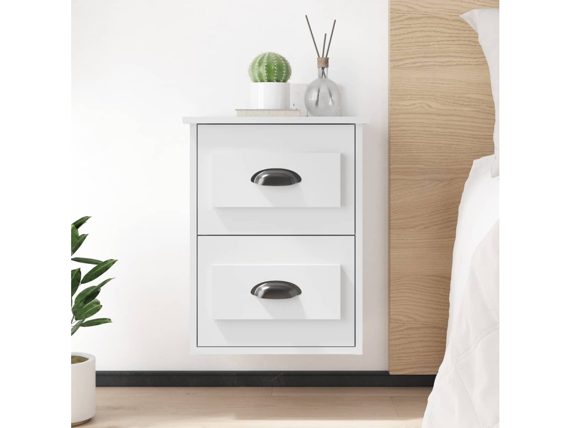 Mesitas de Noche de Pared 2 Pzs 41,5X36X53 Cm Blanco