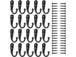 Omni-20 Ganchos De Abrigo Retro De Metal Montados En Pared Con Tornillos Para Cocina, Cajones, Baño - Negro