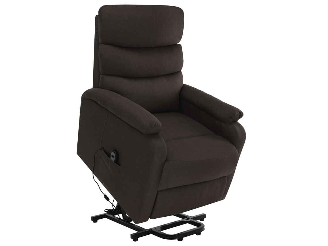 vidaXL Sillón reclinable de masaje de pie de tela marrón oscuro