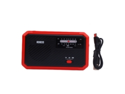 Radio De Emergencia Con Manivela Solar, Linterna Led Multifuncional Am Fm Rojo