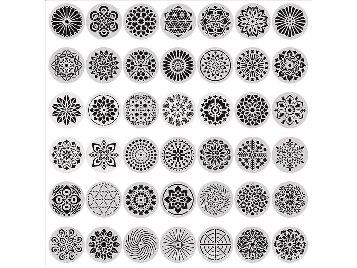 42 Plantillas De Mandalas Florales, Herramientas De Pintura Para Proyectos Artísticos Y Paredes