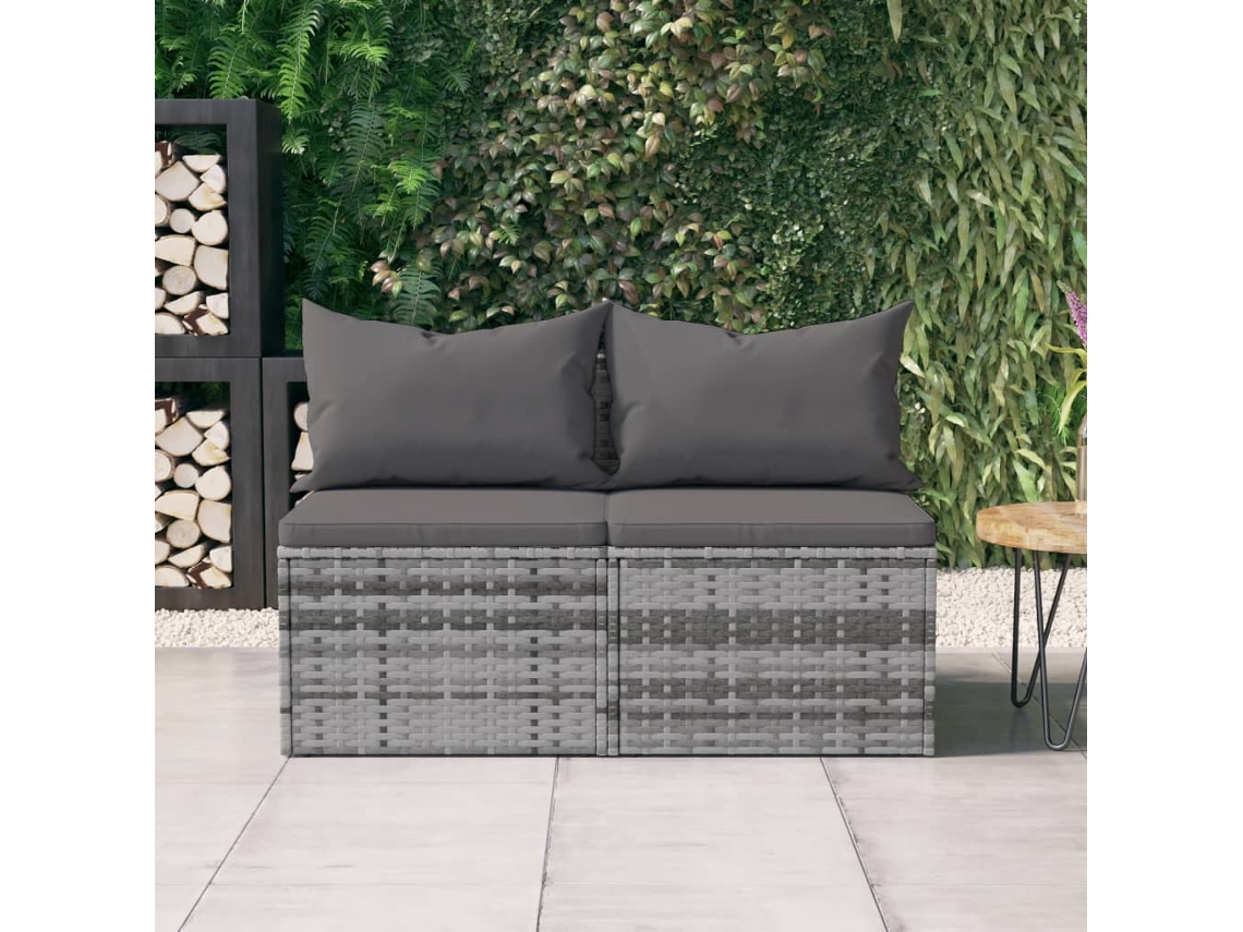 Sofá de jardín de dos piezas con cojines DKD Home Decor, mimbre gris