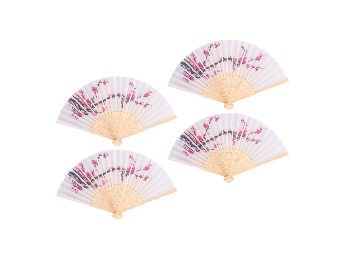 Abanicos de papel de mano con diseño único de flor de ciruelo, estilo retro chino y japonés, elegantes abanicos plegables de bambú.