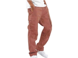 2026-calças Masculinas Casuais Solidas Com Múltiplos Bolsos Ao Ar Livre Retas Fitness Esportivas 5xl Rojo