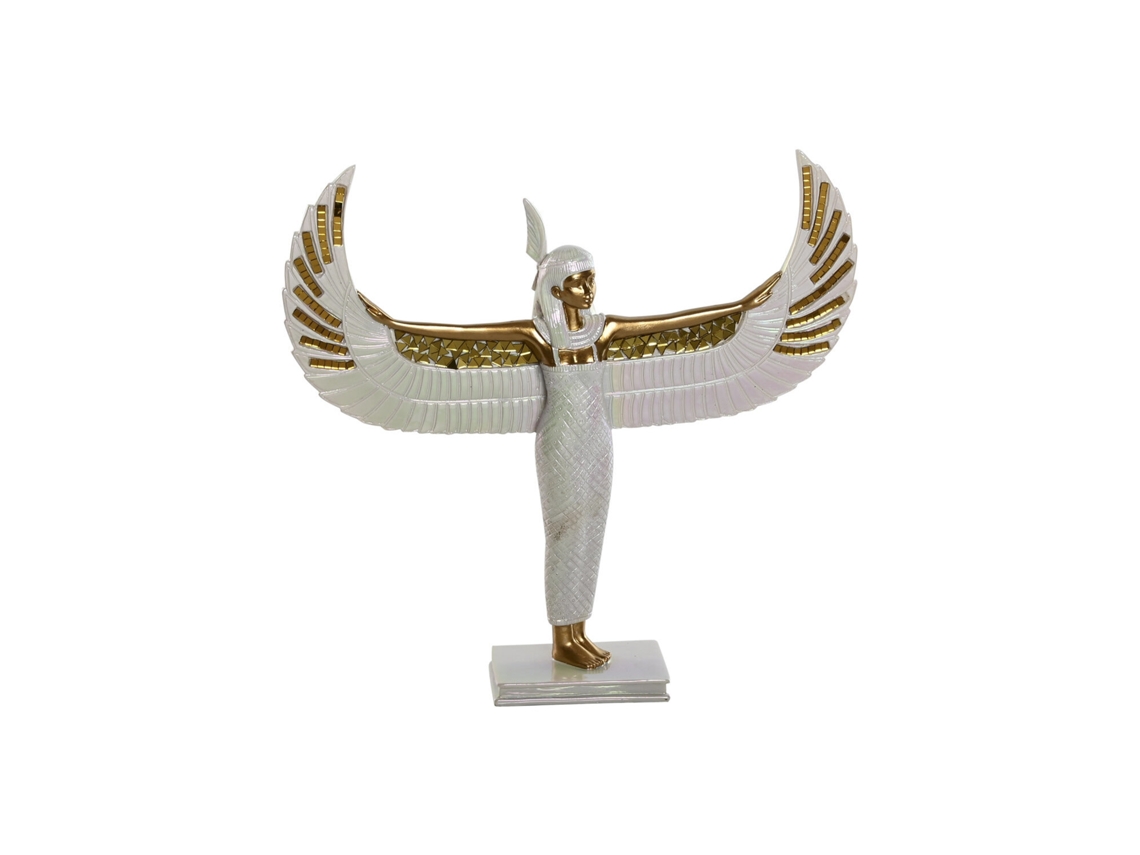 Figura Resina Isis Iridiscente Blanco 34x6,5x33,5cm