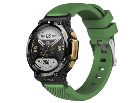 Correa de Silicona diseño de sarga ajustable para Huami Amazfit T-Rex 2 - verde intenso