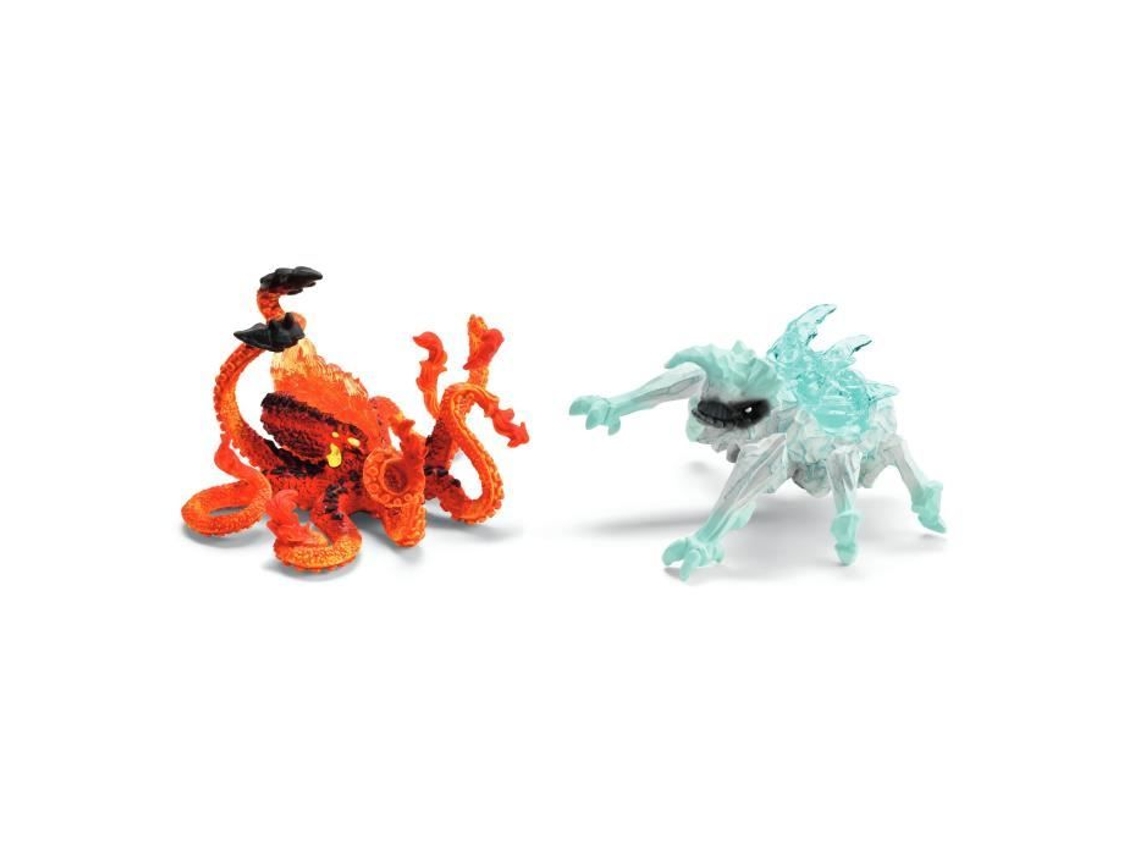 Figuras de dúo de pulpo de lava y bicho de hielo, criaturas de Eldrador de SCHLEICH 70826, para niños de 6 años