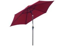 Sombrilla Plegable, Diámetro De Mercado, 2,6 M, Roja, Aluminio, Jardín, Patio