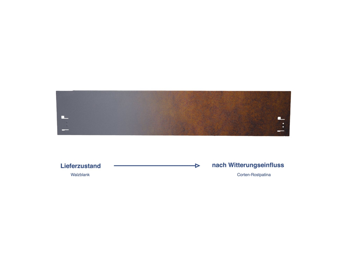 Borduras jardin acero corten de 120 cm de longitud, 13,5 cm de altura, garden bordas - metal galvanizado en caliente GREEN-SPLIT