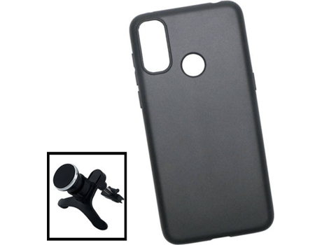 Kit Carcasa y Soporte Magnético Reforzado Alcatel 1L 2021 PHONECARE Silicona Negro