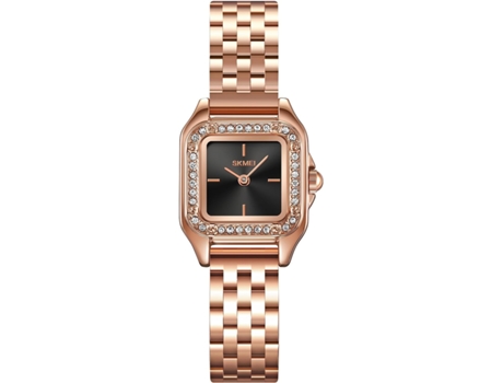 VEANXIN Relojes de pulsera de diamantes para mujer con pulsera de acero inoxidable cuadrado pequeño-Plata