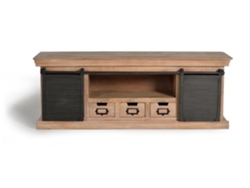 Mueble TV madera de mango y patas de metal natural y gris Multicolor.GINER Y COLOMER 55x40x150