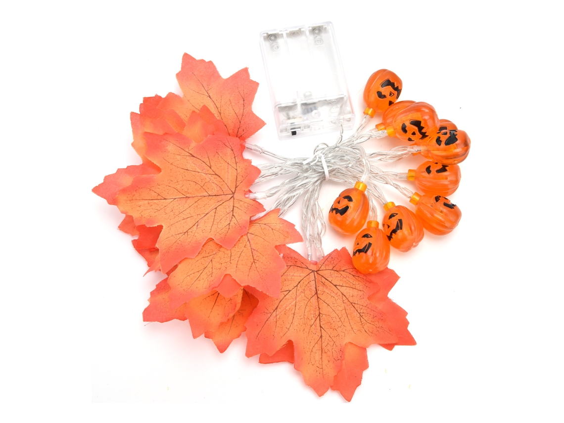 Luz De Cadena Led Con 20leds Calabaza Hoja De Arce Roja Otoño Interior Exterior