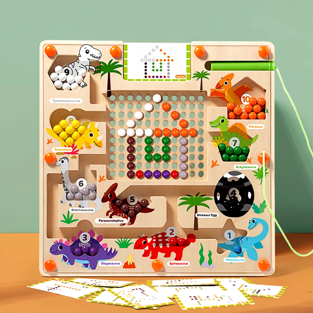 Laberinto magnético de números y colores, rompecabezas educativo Montessori, juguete para niños