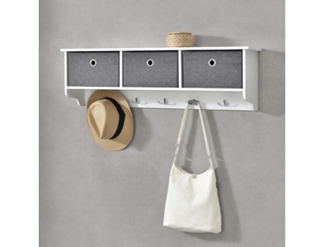 Percha de pared [EN.CASA] Blanco/Plata (Aglomerado - 30 x 100 x 20 cm)