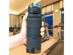 (negro) Botella De Agua Deportiva Portátil Ecológica De 1000 Ml Sin Bpa, Resistente A La Corrosión