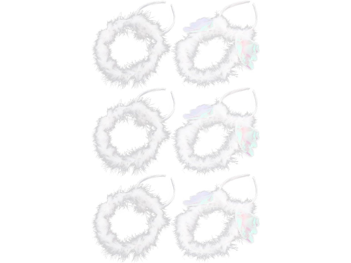Tiara De Anjo Branco Para Meninos E Meninas, Conjunto De 6 Peças, Acessórios Decorativos Leves
