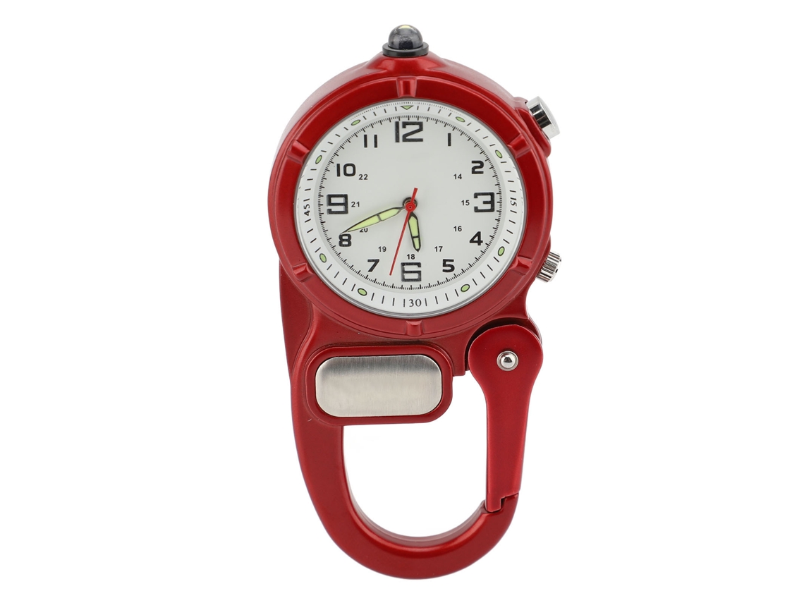Reloj Con Mosquetón Y Linterna Led Acoplable Para Montañismo Y Senderismo - Rojo