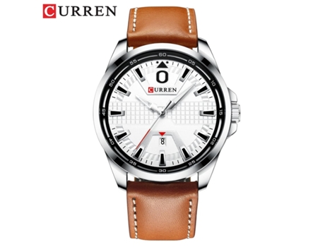 Relojes para Hombres Reloj de Moda para Hombres Calendario de Cuarzo con Correa de Cuero Genuino Relojes de Pulsera-Concha Blanca Blanca VEANXIN