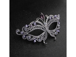 Máscara De Fiesta Con Diamantes De Imitación Para Mujer, Adornada Con Diamantes De Imitación Para Bailes, Fiestas De Halloween Y Cumpleaños - Morado