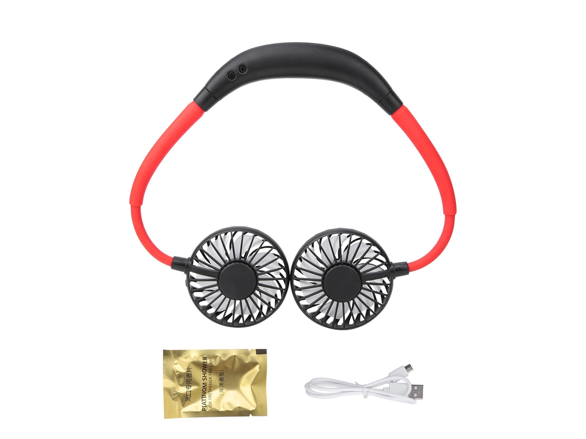 Ventilador de cuello USB portátil con aromaterapia para deportes - ABS negro