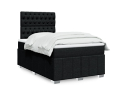 Cama Box Spring Con Colchón Tela Negro 120x200 Cm